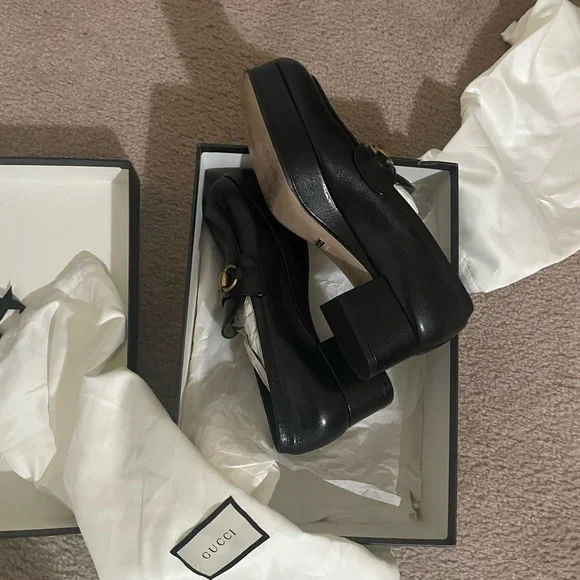 Gucci Horsebit Houdan leather heel loafers - Picture 10 of 14